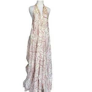 Anthropologie White and Red Midi Dress